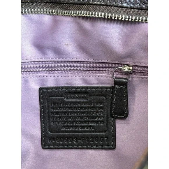 Coach Signature Jacquard Brown Leather Trim Hobo Shoulder Bag Monogram Canvas - Picture 14 of 16